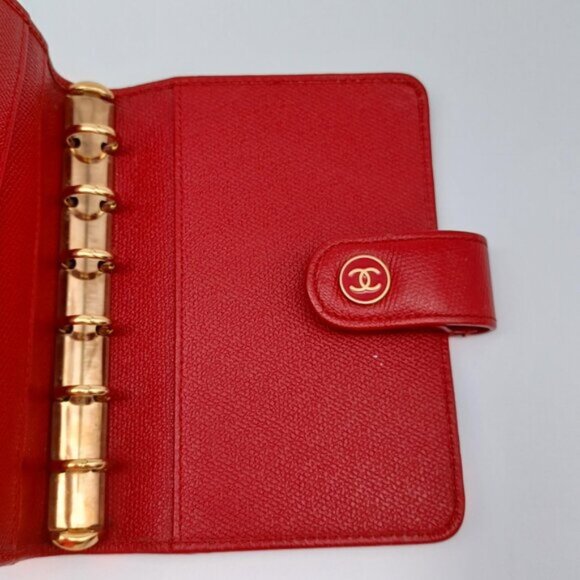 Chanel Caviar leather Ring Agenda Red Wallet Card 185-092025 - Picture 11 of 15